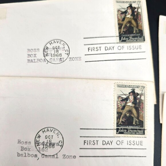 1968 First Day Of Issue Envelopes John Trumbull Stamps New Haven CT LI3019 - Picture 2 of 6